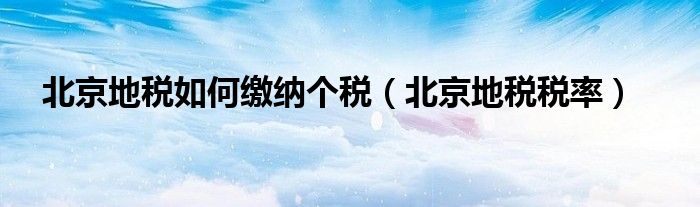 北京地税如何缴纳个税北京地税税率