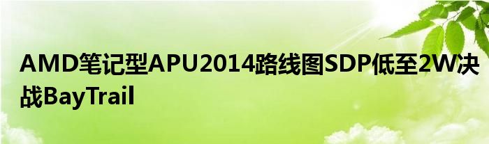 AMD笔记型APU2014路线图SDP低至2W决战BayTrail