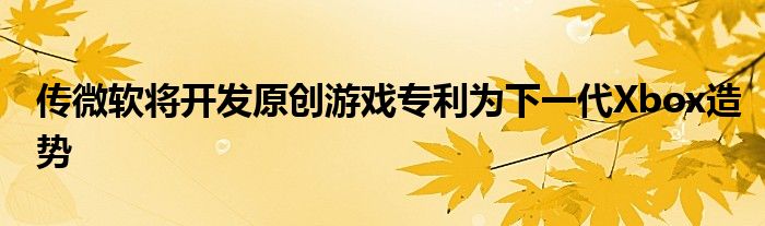 传微软将开发原创游戏专利为下一代Xbox造势