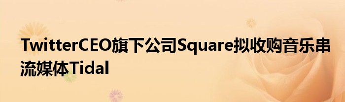 TwitterCEO旗下公司Square拟收购音乐串流媒体Tidal