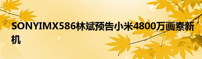 SONYIMX586林斌预告小米4800万画素新机