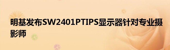明基发布SW2401PTIPS显示器针对专业摄影师
