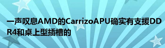 一声叹息AMD的CarrizoAPU确实有支援DDR4和桌上型插槽的