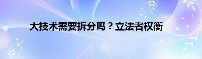 大技术需要拆分吗？立法者权衡