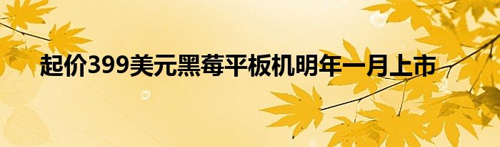 起价399美元黑莓平板机明年一月上市