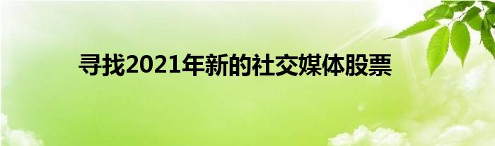 寻找2021年新的社交媒体股票