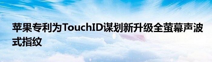 苹果专利为TouchID谋划新升级全萤幕声波式指纹