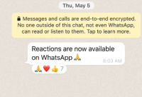 WhatsApp消息反应开始推出