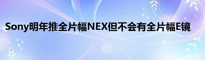 Sony明年推全片幅NEX但不会有全片幅E镜