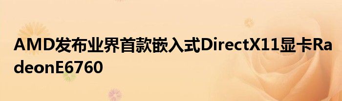 AMD发布业界首款嵌入式DirectX11显卡RadeonE6760