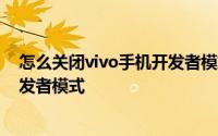 怎么关闭vivo手机开发者模式 安卓手机(VIVO)如何关闭开发者模式