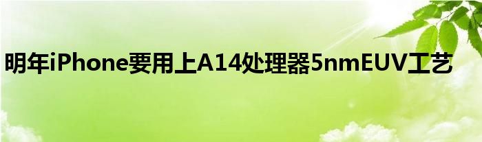 明年iPhone要用上A14处理器5nmEUV工艺