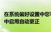 在系统偏好设置中您可以在文本下的键盘面板中启用自动更正