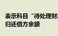 表示科目“待处理财产的损失和溢余”()的未归还借方余额