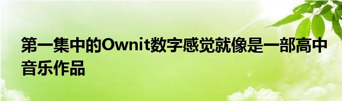第一集中的Ownit数字感觉就像是一部高中音乐作品