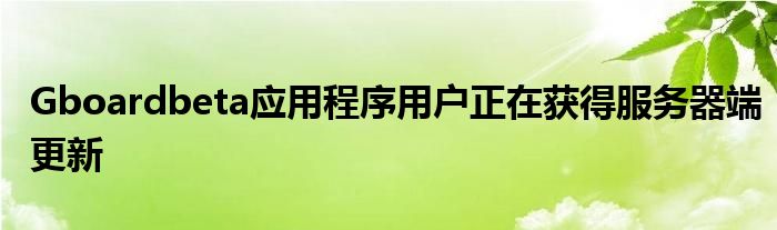 Gboardbeta应用程序用户正在获得服务器端更新