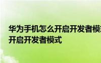 华为手机怎么开启开发者模式 华为等安卓4.0以上手机怎样开启开发者模式