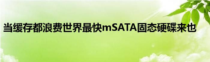 当缓存都浪费世界最快mSATA固态硬碟来也