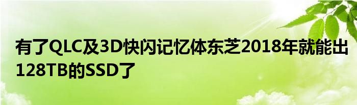 有了QLC及3D快闪记忆体东芝2018年就能出128TB的SSD了