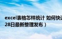 excel表格怎样统计 如何快速处理excel表格数据统计（5月28日最新整理发布）