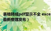 表格转成pdf显示不全 excel表格转pdf 内容不全（5月28日最新整理发布）