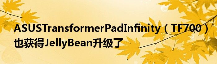 ASUSTransformerPadInfinity（TF700）也获得JellyBean升级了