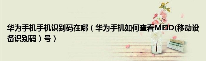 华为手机手机识别码在哪（华为手机如何查看MEID(移动设备识别码）号）