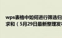wps表格中如何进行筛选归类 WPS表格中如何进行筛选式求和（5月29日最新整理发布）