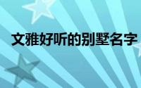 文雅好听的别墅名字（山间别墅取名精选）