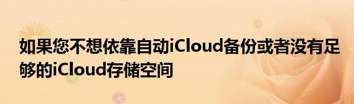 如果您不想依靠自动iCloud备份或者没有足够的iCloud存储空间