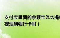 支付宝里面的余额宝怎么提现到银行卡（支付宝余额宝可以提现到银行卡吗）