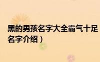 黑的男孩名字大全霸气十足（黑的男孩名字大全霸气十足的名字介绍）