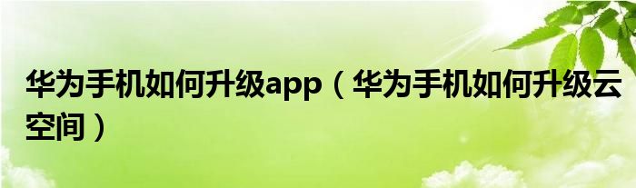 华为手机如何升级app（华为手机如何升级云空间）