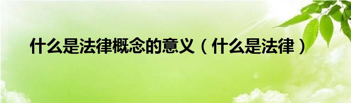 什么是法律概念的意义（什么是法律）