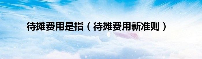 待摊费用是指（待摊费用新准则）