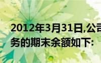 2012年3月31日,公司相关账户及相关经济业务的期末余额如下:
