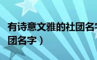 有诗意文雅的社团名字（有诗意文雅好听的社团名字）