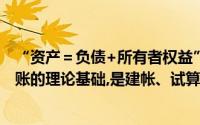 “资产＝负债+所有者权益”是最基本的会计等式,是复式记账的理论基础,是建帐、试算、编制会计报表的理论基础()