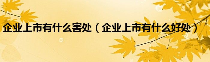 企业上市有什么害处（企业上市有什么好处）