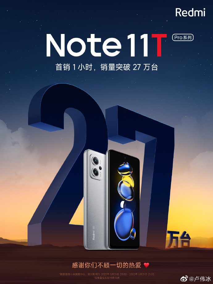 Note11TPro系列首销：1小时27万台