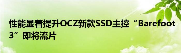 性能显着提升OCZ新款SSD主控“Barefoot3”即将流片