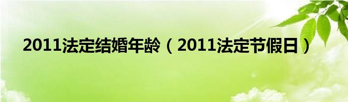 2011法定结婚年龄（2011法定节假日）