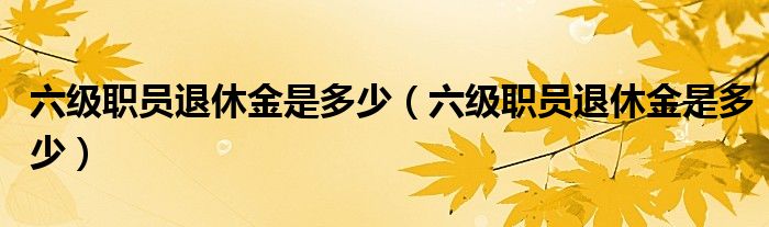 六级职员退休金是多少（六级职员退休金是多少）