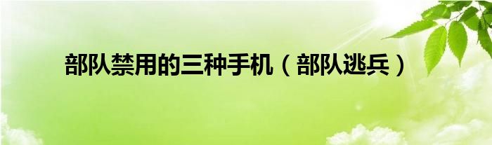 部队禁用的三种手机(部队逃兵)