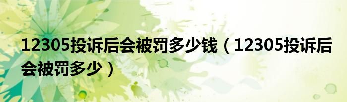 12305投诉后会被罚多少钱（12305投诉后会被罚多少）