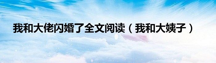 我和大佬闪婚了全文阅读（我和大姨子）