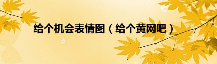 给个机会表情图（给个黄网吧）