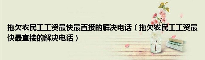 拖欠农民工工资最快最直接的解决电话（拖欠农民工工资最快最直接的解决电话）