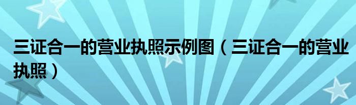 三证合一的营业执照示例图（三证合一的营业执照）