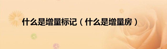 什么是增量标记（什么是增量房）